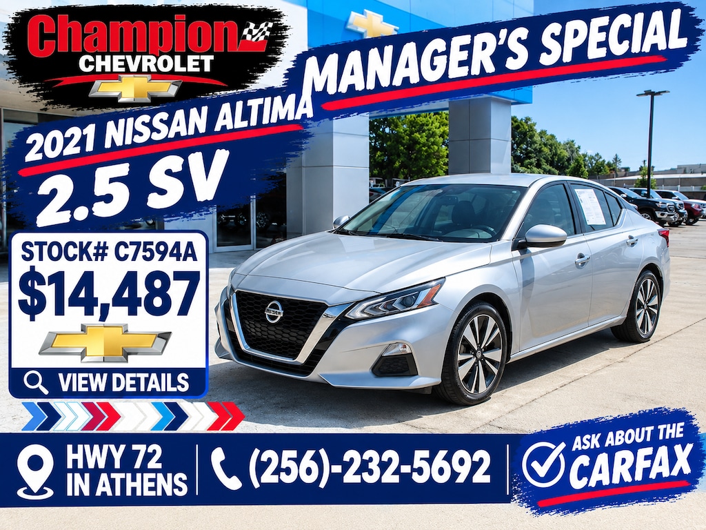 2021 Nissan Altima Managers Special at Champion Chevrolet HWY 72 in Athens, AL