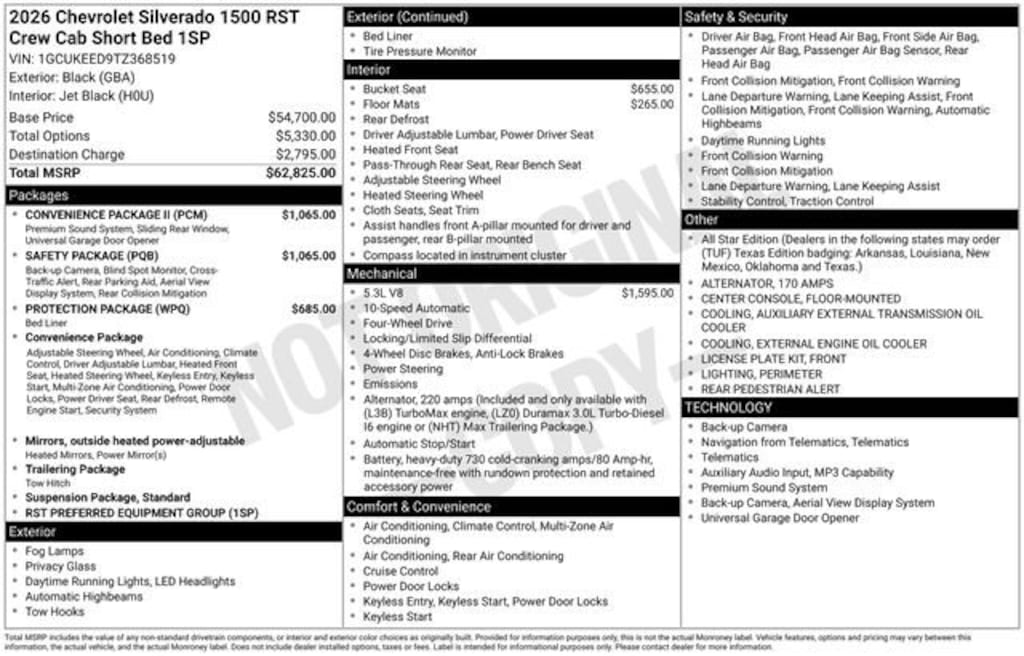New 2026 Chevrolet Silverado 1500 RST Truck