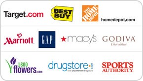 Earn rewards at many top retailers such as Target, Best Buy, Home Depot and GAP.