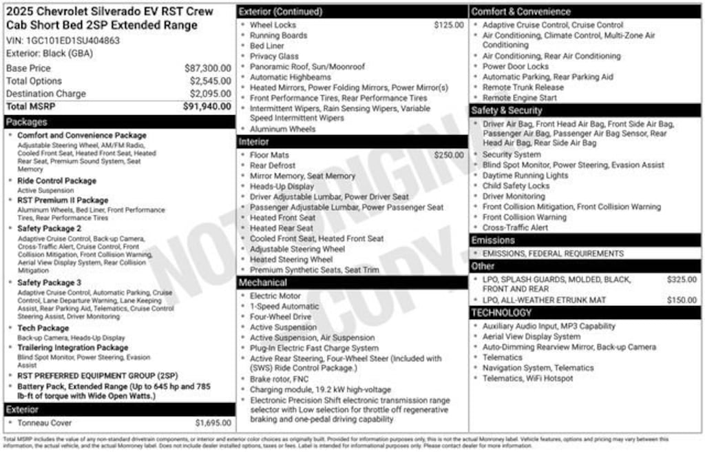 New 2025 Chevrolet Silverado EV RST - Extended Range Truck