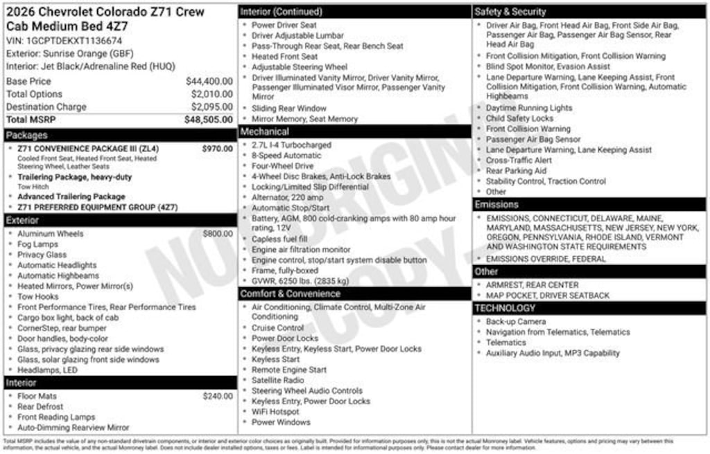 New 2026 Chevrolet Colorado Z71 Truck