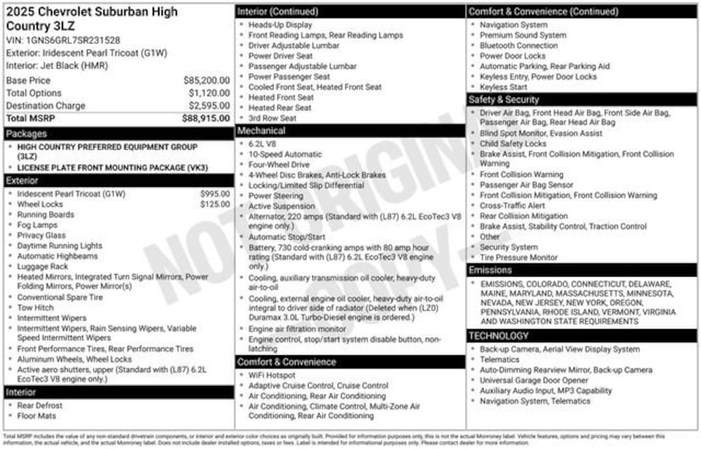 New 2025 Chevrolet Suburban High Country SUV