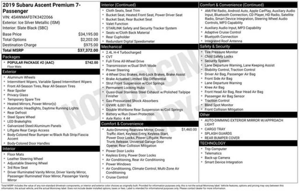 Used 2019 Subaru Ascent Premium