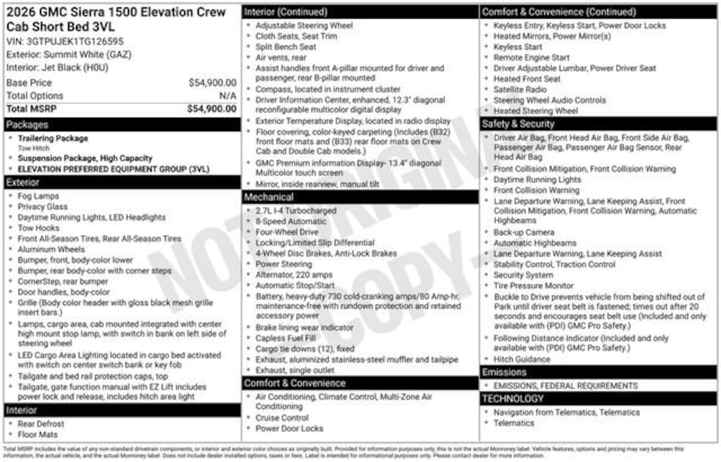 New 2026 GMC Sierra 1500 Elevation Truck