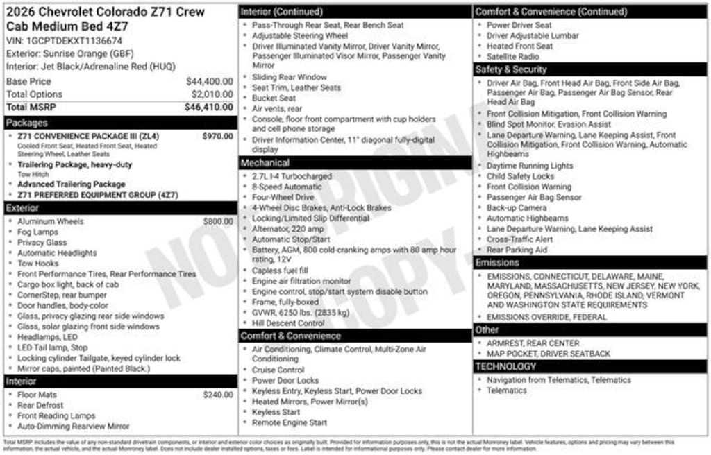 New 2026 Chevrolet Colorado Z71 Truck