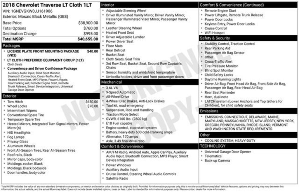 Used 2018 Chevrolet Traverse LT Cloth SUV