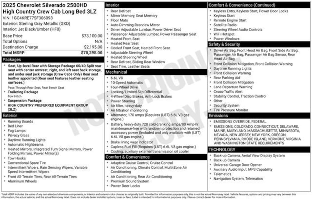 New 2025 Chevrolet Silverado 2500 HD High Country Truck