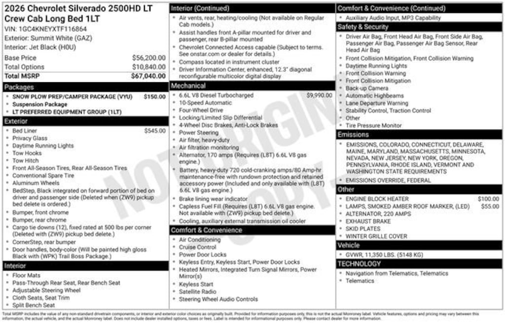 New 2026 Chevrolet Silverado 2500 HD LT Truck