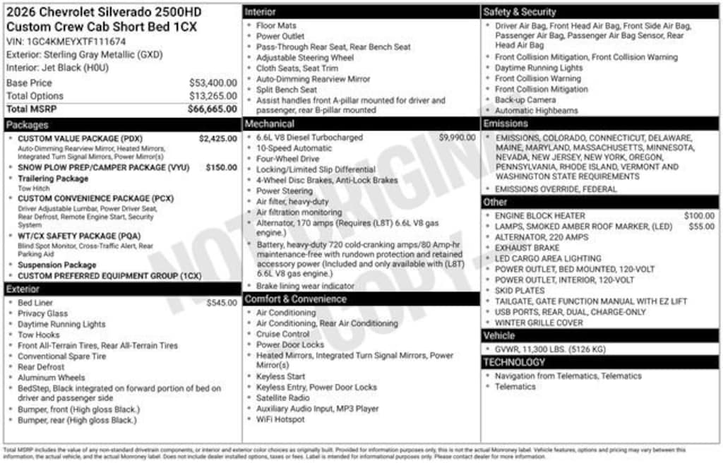 New 2026 Chevrolet Silverado 2500 HD Custom Truck