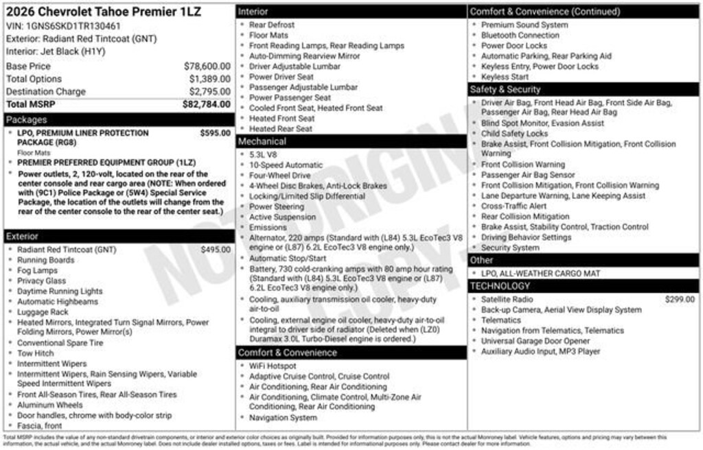 New 2026 Chevrolet Tahoe Premier SUV