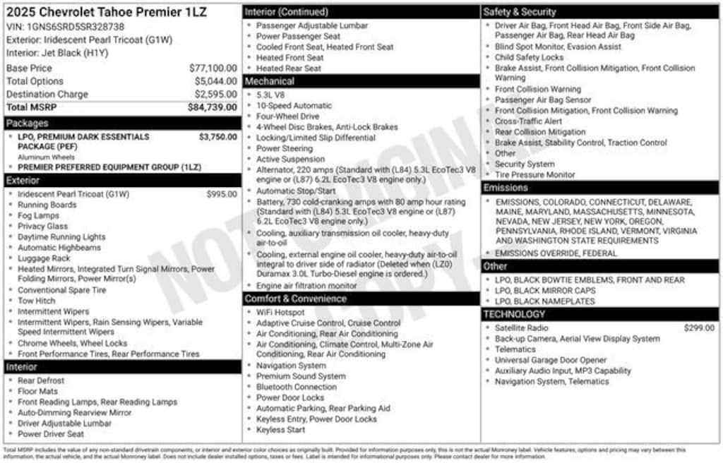 New 2025 Chevrolet Tahoe Premier SUV