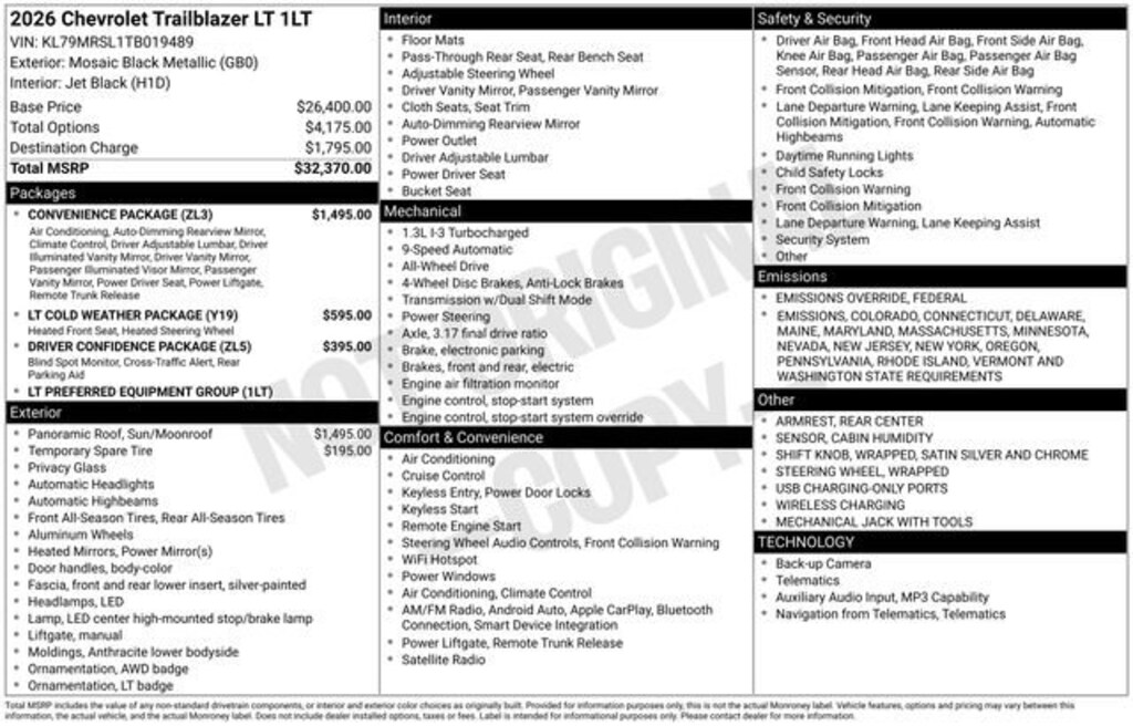 New 2026 Chevrolet Trailblazer LT SUV