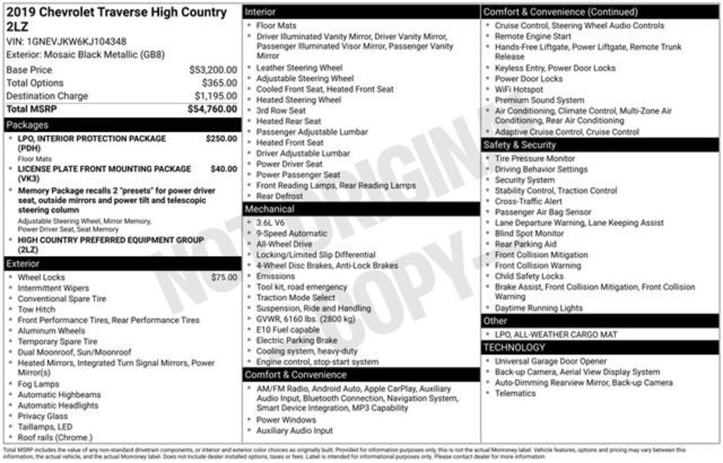 Used 2019 Chevrolet Traverse High Country SUV