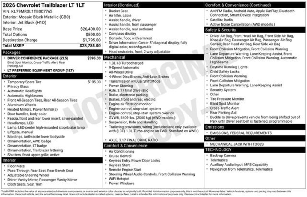 New 2026 Chevrolet Trailblazer LT SUV