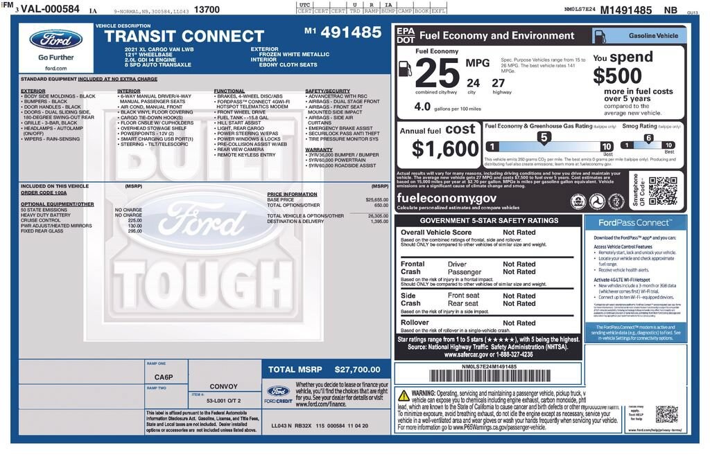 Used 2021 Ford Transit Connect XL with VIN NM0LS7E24M1491485 for sale in Newton, IA