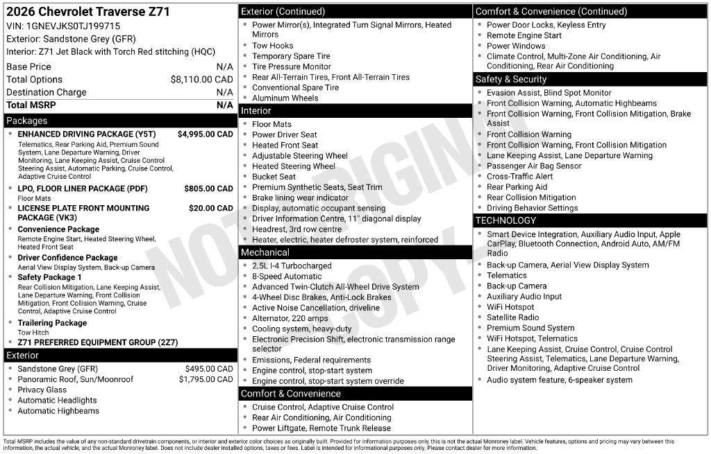 Used 2026 Chevrolet Traverse Z71 SUV