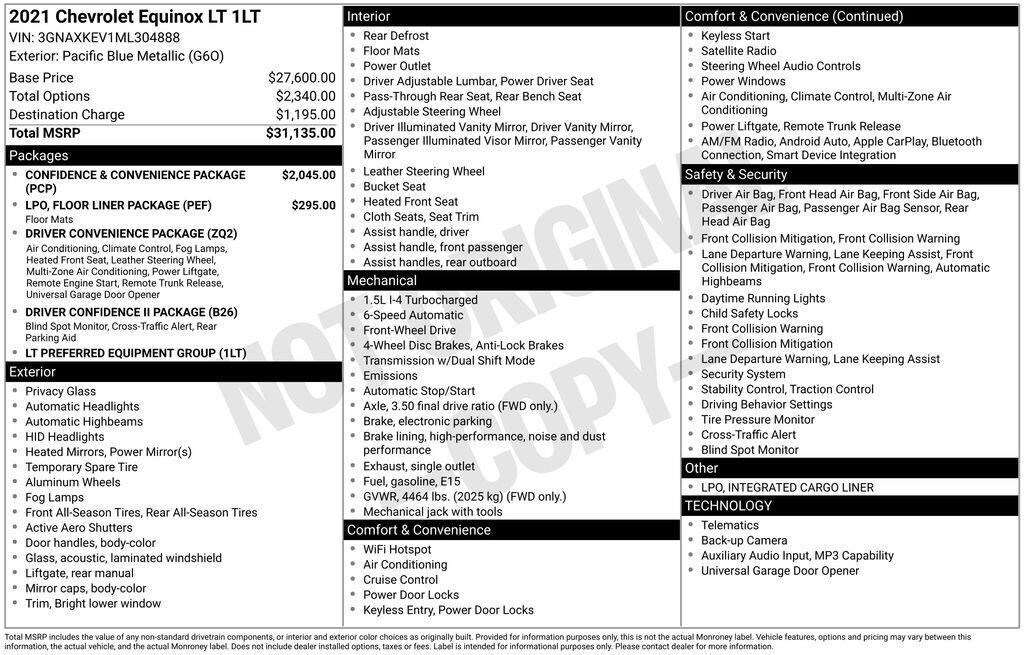 Used 2021 Chevrolet Equinox LT SUV