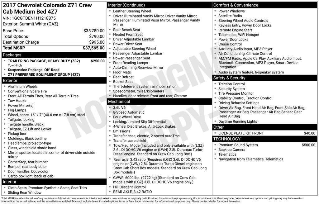 Used 2017 Chevrolet Colorado 4WD Z71 Truck