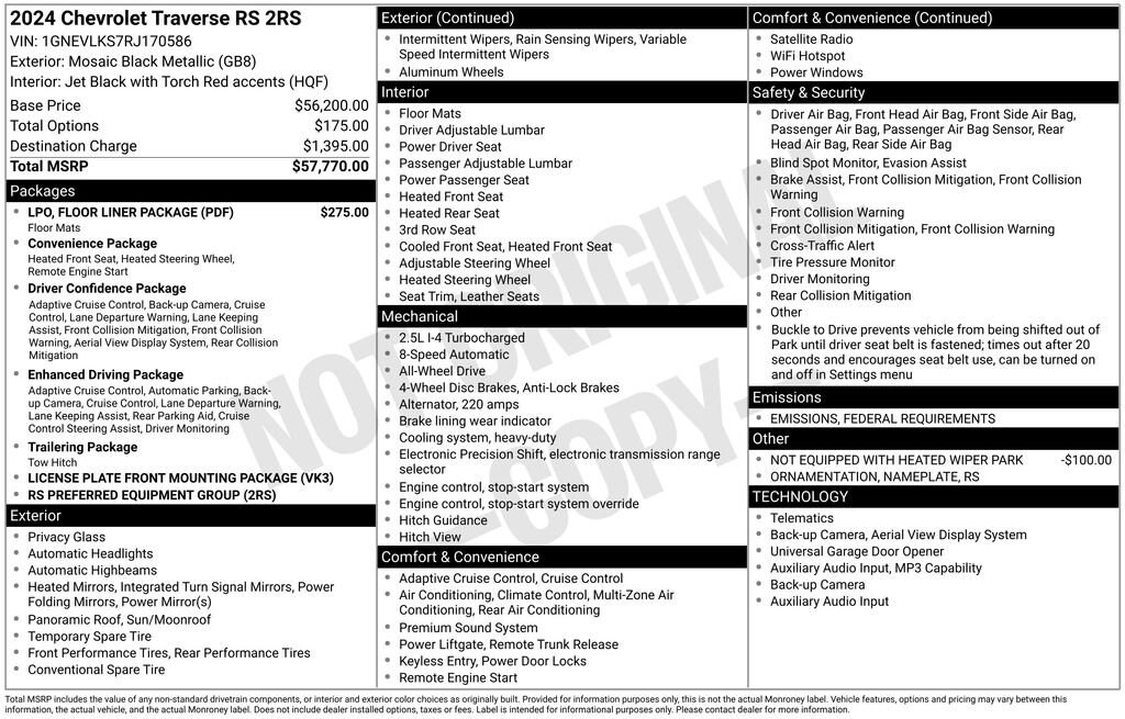 Used 2024 Chevrolet Traverse RS SUV