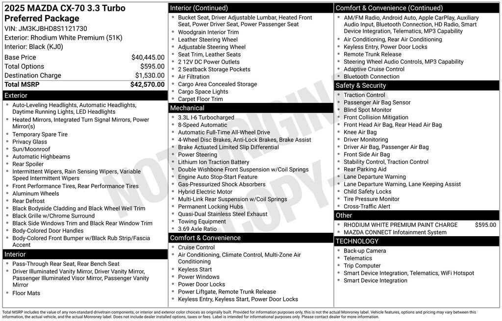 Used 2025 Mazda CX-70 3.3 Turbo Preferred Package