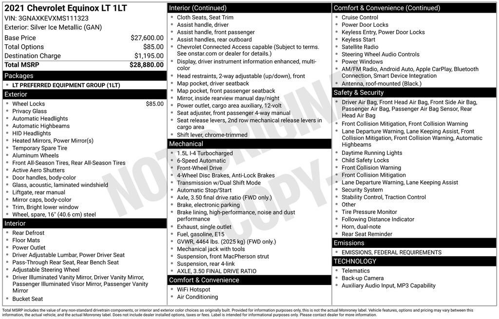 Used 2021 Chevrolet Equinox LT SUV