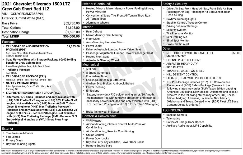 Used 2021 Chevrolet Silverado 1500 LTZ Truck