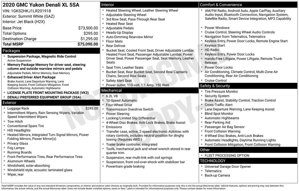 Used 2020 GMC Yukon XL Denali SUV