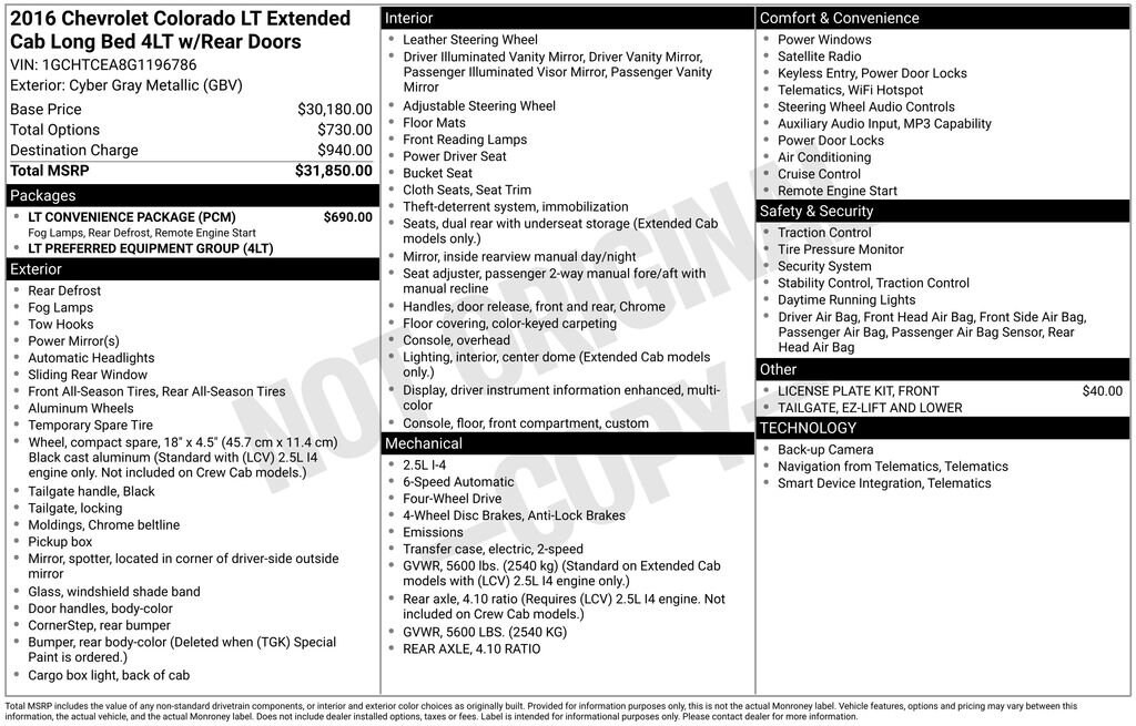 Used 2016 Chevrolet Colorado 4WD LT Truck