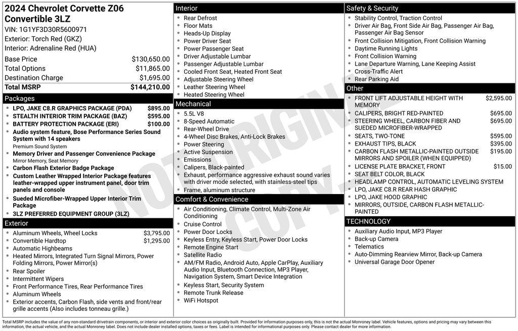 Used 2024 Chevrolet Corvette Z06 3LZ Performance