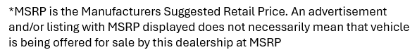 MSRP disclaimer