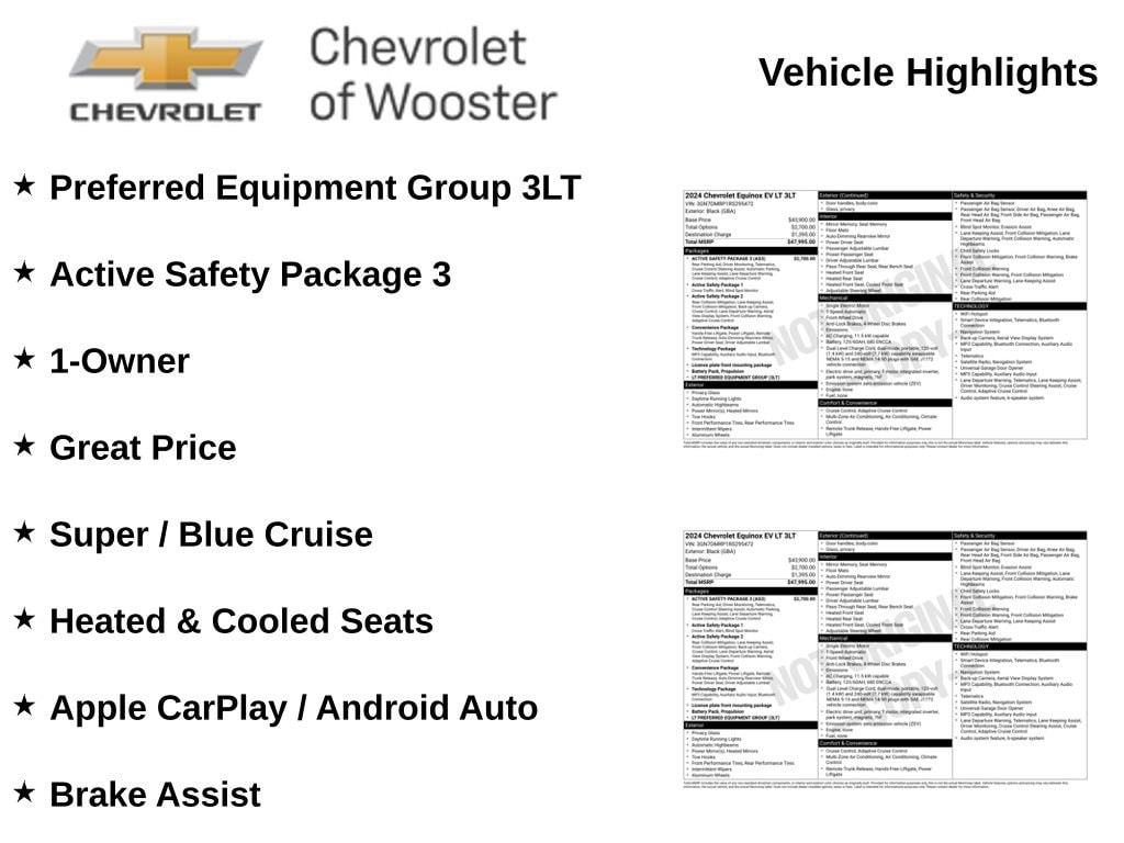 Used 2024 Chevrolet Equinox EV LT with VIN 3GN7DMRP1RS295472 for sale in Wooster, OH
