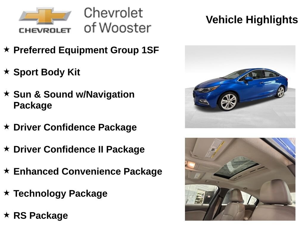 Used 2017 Chevrolet Cruze Premier with VIN 1G1BF5SMXH7177929 for sale in Wooster, OH