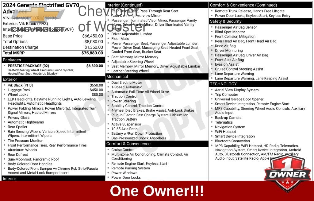 Used 2024 GENESIS GV70 Advanced with VIN 5NMMCET1XRH002135 for sale in Wooster, OH