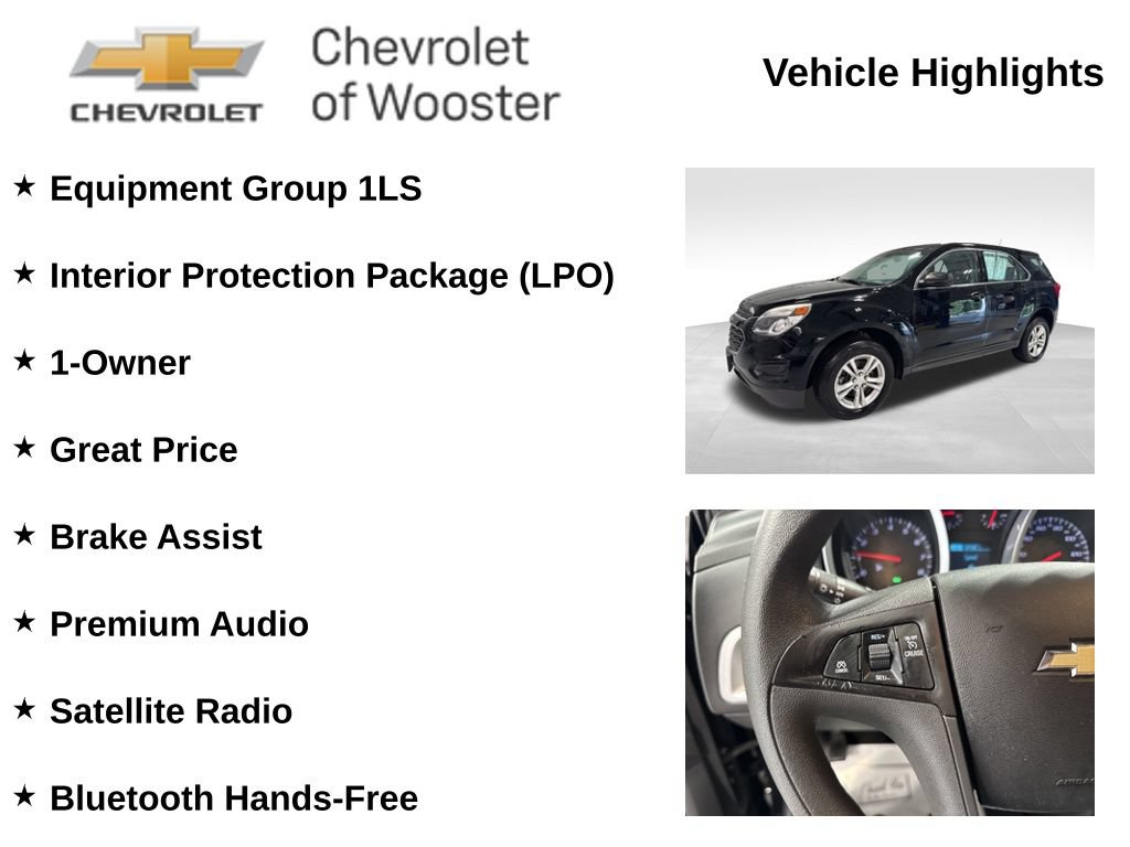 Used 2016 Chevrolet Equinox LS with VIN 2GNALBEK3G1159716 for sale in Wooster, OH