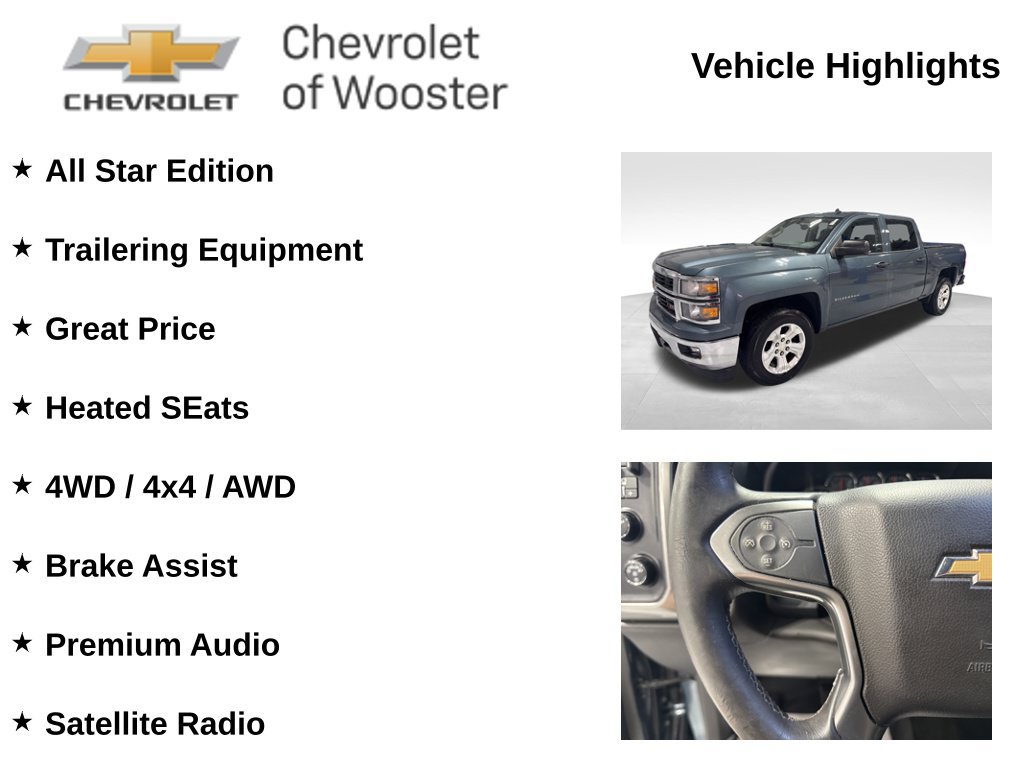 Used 2014 Chevrolet Silverado 1500 LT with VIN 3GCUKREC5EG232275 for sale in Wooster, OH
