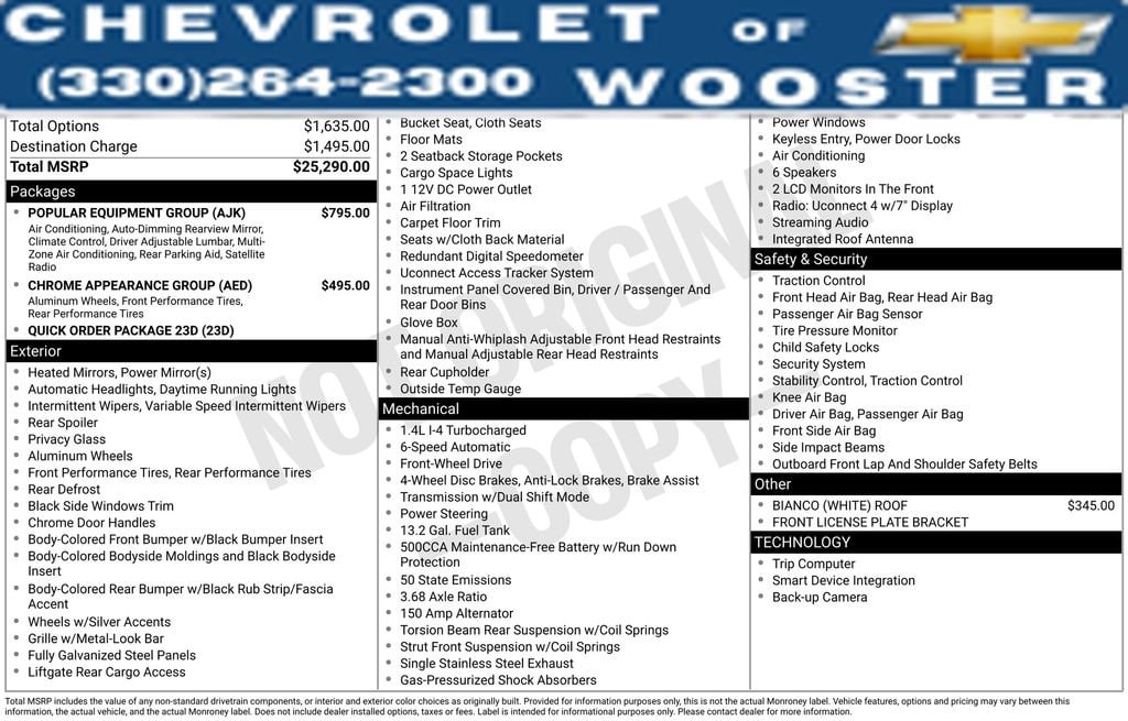 Used 2019 FIAT 500L Pop with VIN ZFBNFAAH7KZ042410 for sale in Wooster, OH