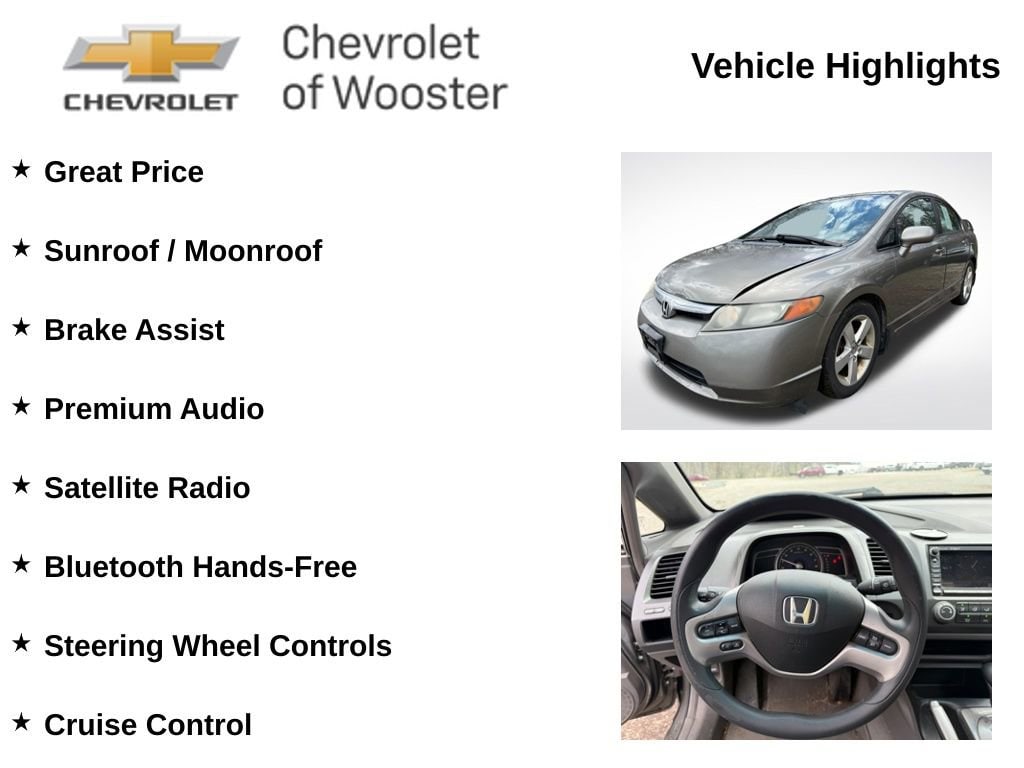 Used 2006 Honda Civic EX with VIN 1HGFA16866L057161 for sale in Wooster, OH