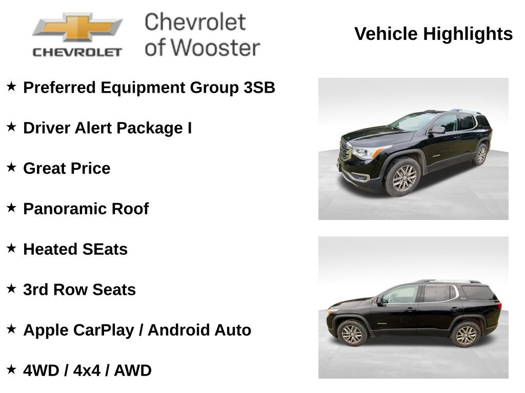 Used 2017 GMC Acadia SLE-2 with VIN 1GKKNSLS3HZ284948 for sale in Wooster, OH