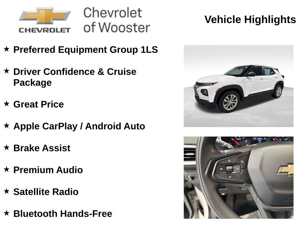 Used 2022 Chevrolet Trailblazer LS with VIN KL79MMS28NB101426 for sale in Wooster, OH