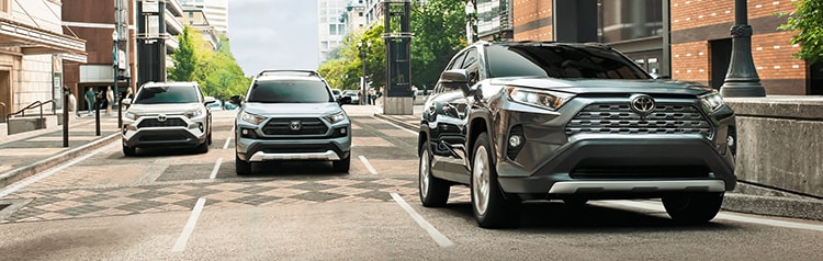 2020 Toyota RAV4 models driving in city
