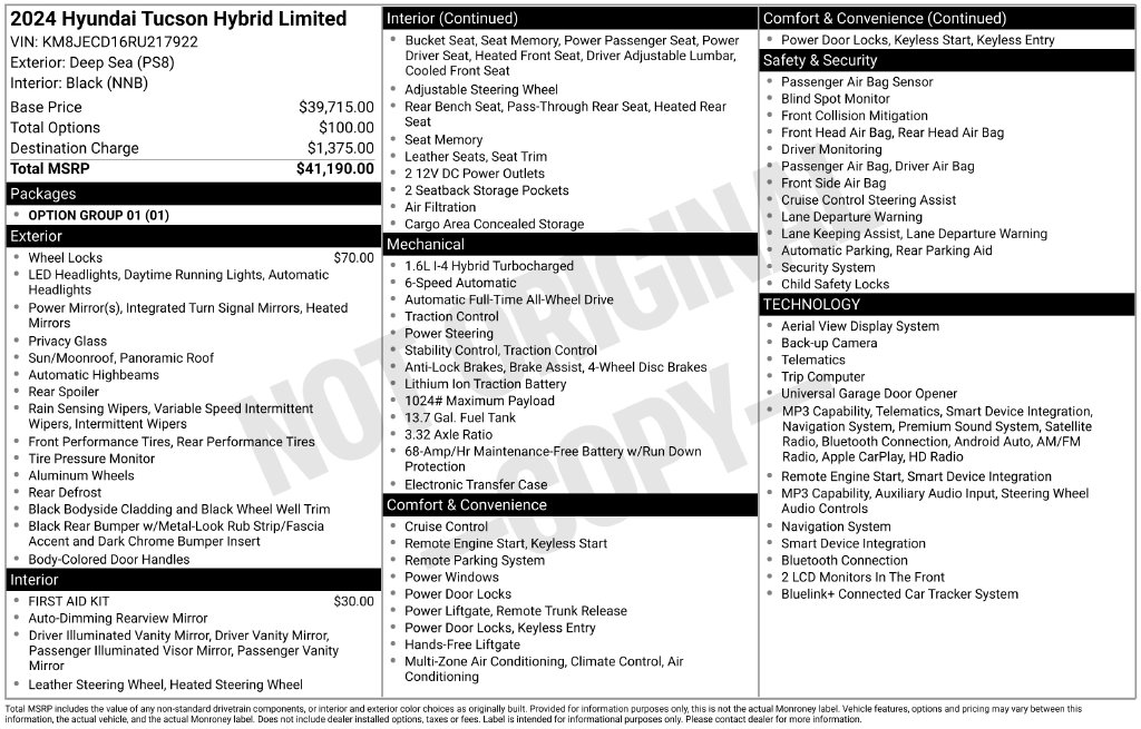Certified 2024 Hyundai Tucson Hybrid Limited SUV