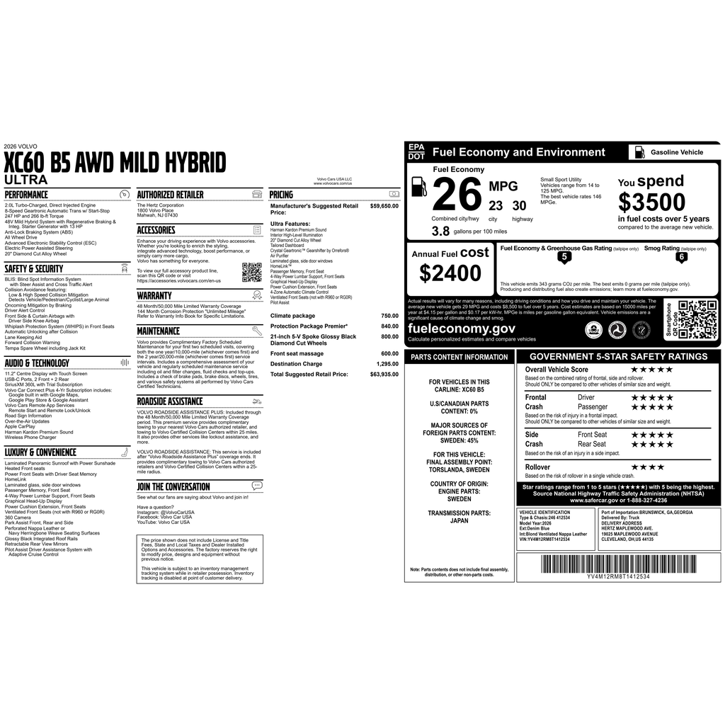 Certified 2026 Volvo XC60 B5 Ultra SUV