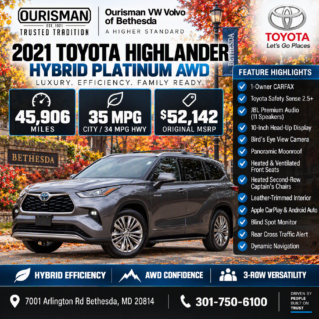 Used 2021 Toyota Highlander Hybrid Platinum SUV