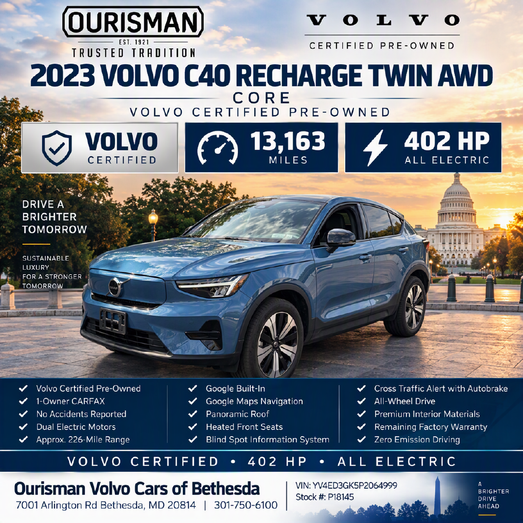 Certified 2023 Volvo C40 Recharge Pure Electric Twin Core SUV