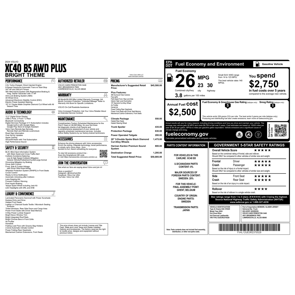 Certified 2024 Volvo XC40 B5 Plus Bright Theme SUV