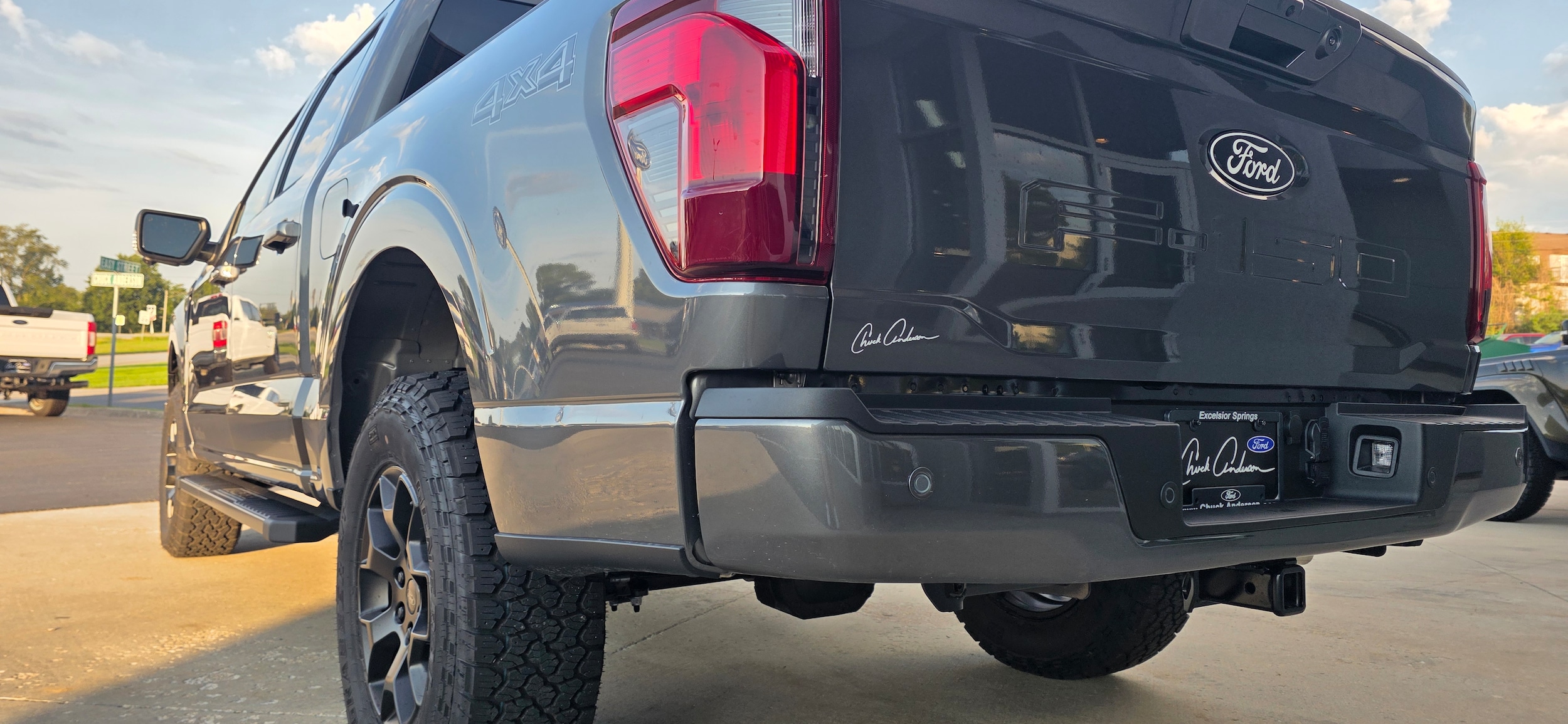 Rear three-quarter view of 2026 Ford F-150 Dark Trail at Chuck Anderson Ford