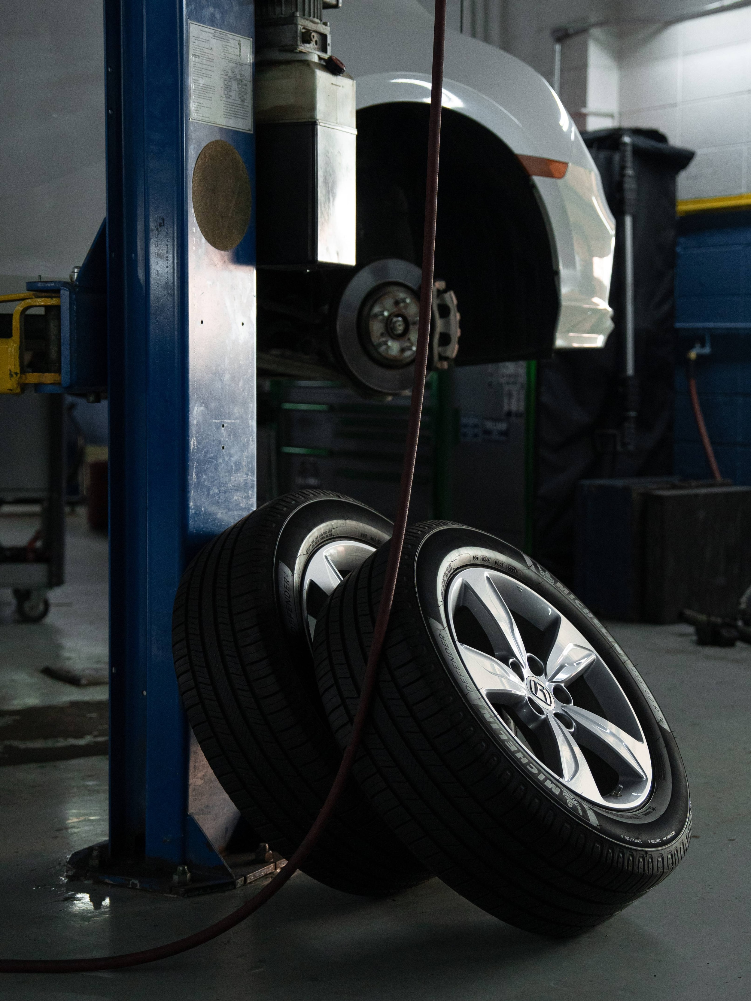 Vehicle brake system being inspected