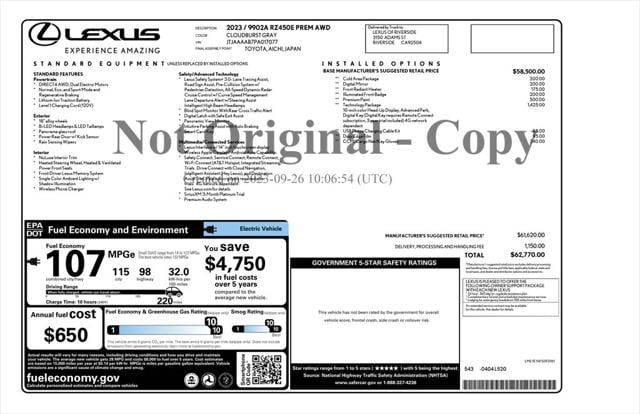 Used 2023 Lexus RZ Premium with VIN JTJAAAAB7PA017077 for sale in Cartersville, GA
