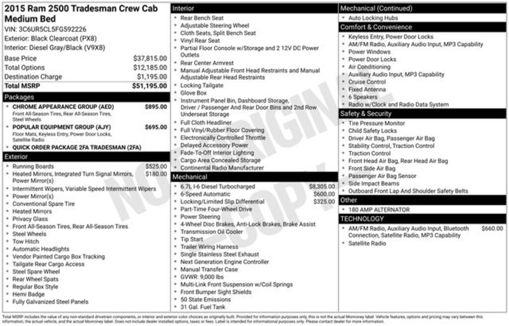 Used 2015 Ram 2500 Tradesman Truck
