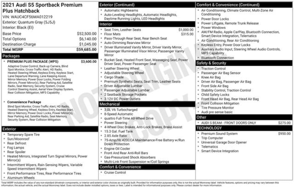 Used 2021 Audi S5 Sportback Premium Plus Hatchback